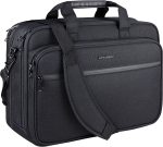 KROSER Laptop Bag Premium Laptop Briefcase Fits Up to 17.3 Inch Laptop Expandable Water-Repellent Shoulder Messenger Bag Computer Bag with RFID Pockets for Travel/Business/School/Men/Women-Black